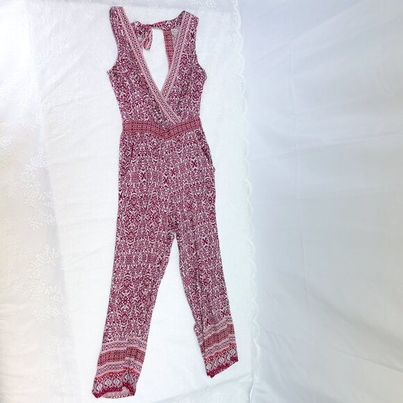 LOFT beach Women's Backless Romper Red Wine Vacation Style with Pockets - Picture 6 of 15